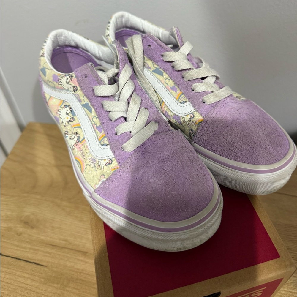 Vans Old Skool Purple Unicorn Rainbow Skate Shoes Sneakers Youth Girls Size 1‎
